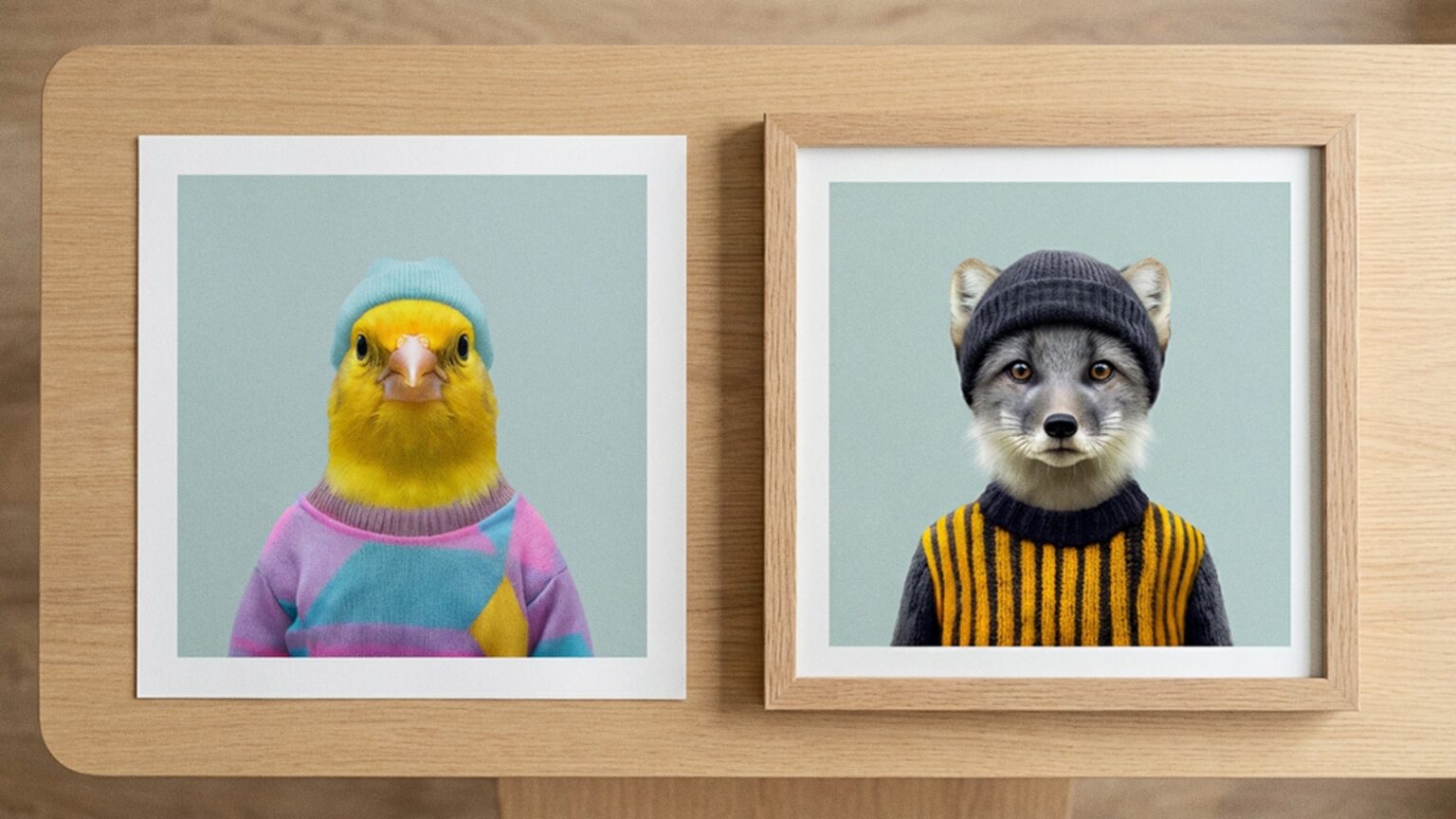 Comparaison entre un tirage d'art mat et une affiche encadrée sur un mur